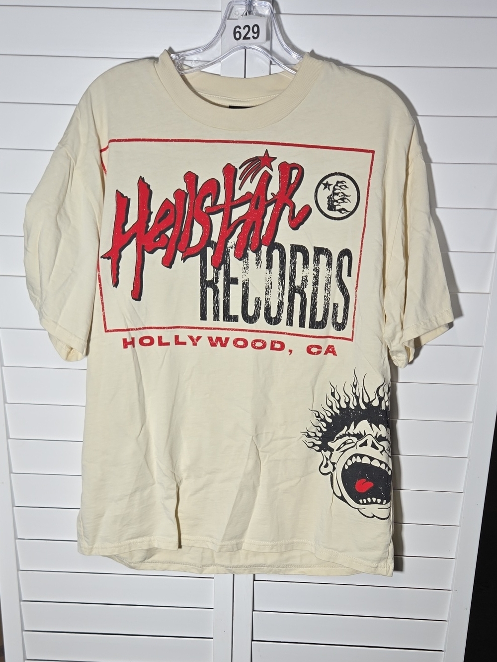 Hellstar Records Graphic Tee - Cream with Red & Black Print